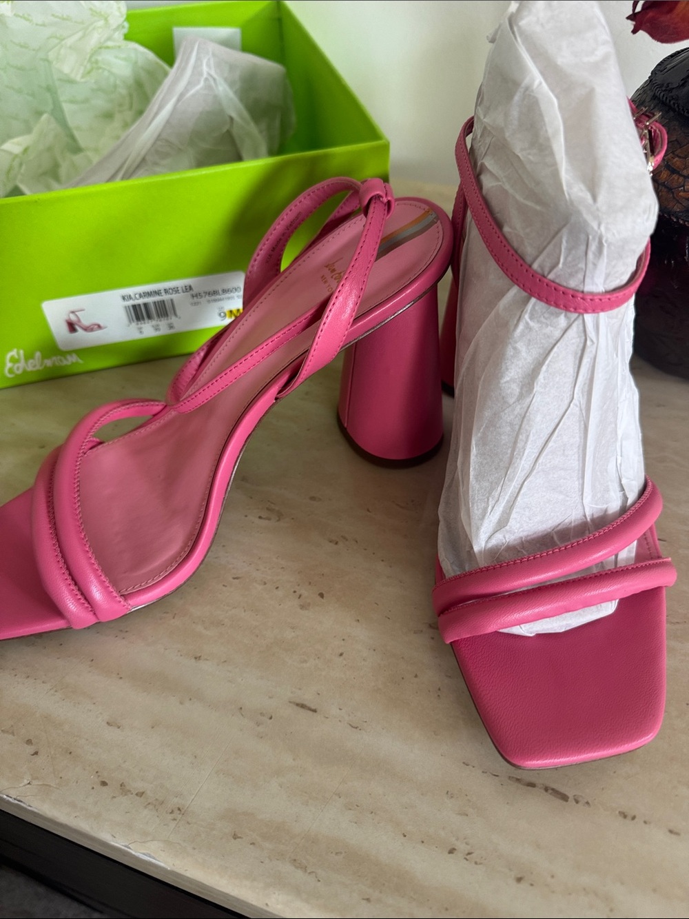 Sam Edelman Hot Pink Strappy Square-Toe Sandals - Picture 3 of 5